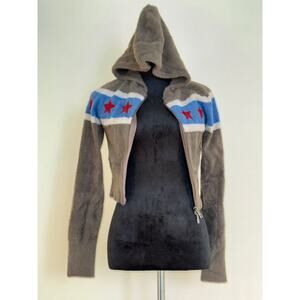 Dolls Kill Brown and Blue Hooded Sweater